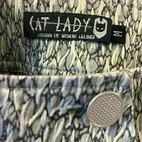 Cat Lady Brand Women's Black Tweed Pencil Skirt M Geometric Knee Length - Picture 3 of 7